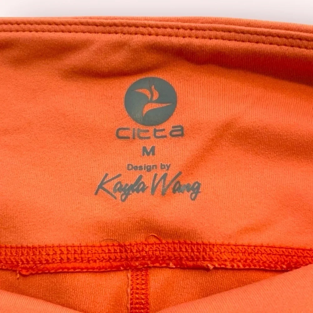 Citta X Kayla Wang Athletic Bike Shorts Autumn Sunset Orange Long Women's M NWT
